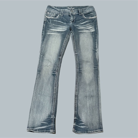 amethyst size 9 bootcut flared unique 2000s Jeans Women's embellished rhinestone - Picture 1 of 10